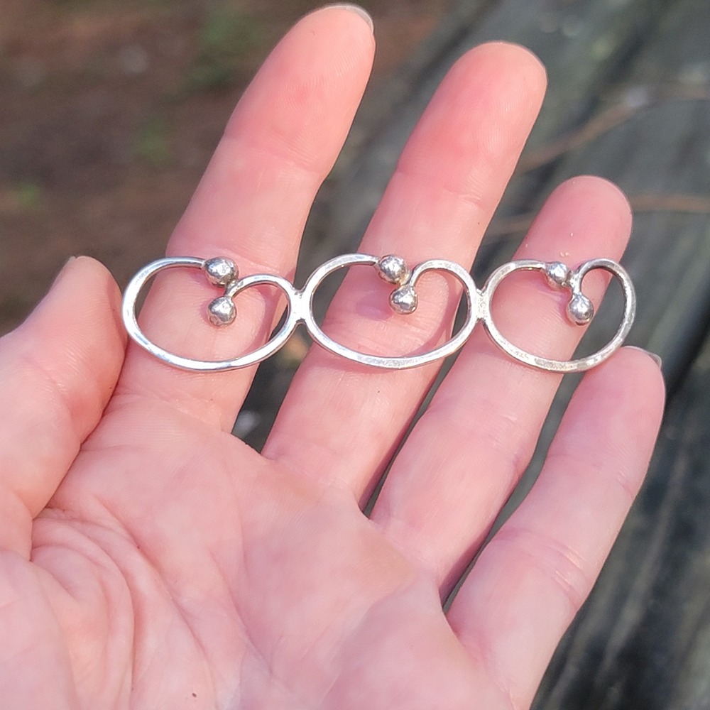 Unique Silver Tone Multi Finger Ring Statement Ri… - image 3